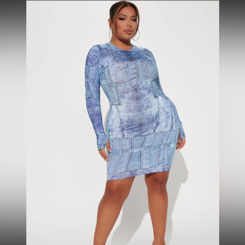 Denim Print Dress